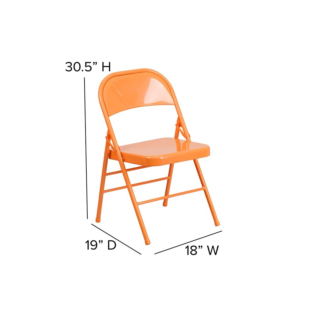 Series Orange Marmalade Triple Braced & Double Hinged Metal Folding Chair