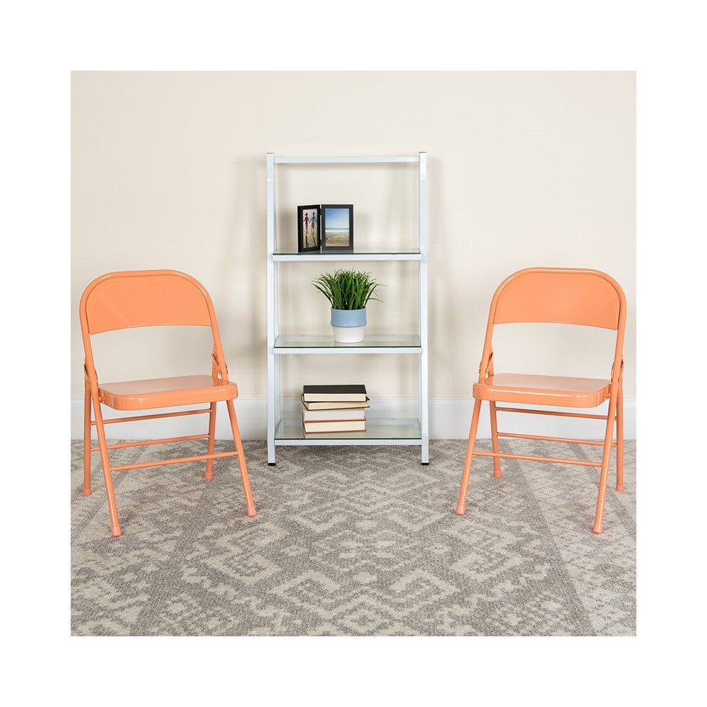 Series Sedona Coral Triple Braced & Double Hinged Metal Folding Chair