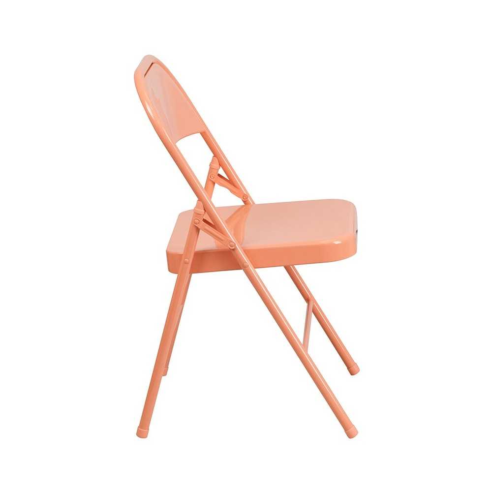 Series Sedona Coral Triple Braced & Double Hinged Metal Folding Chair