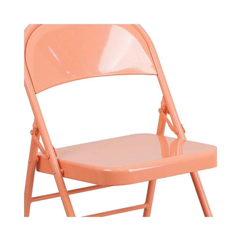 Series Sedona Coral Triple Braced & Double Hinged Metal Folding Chair