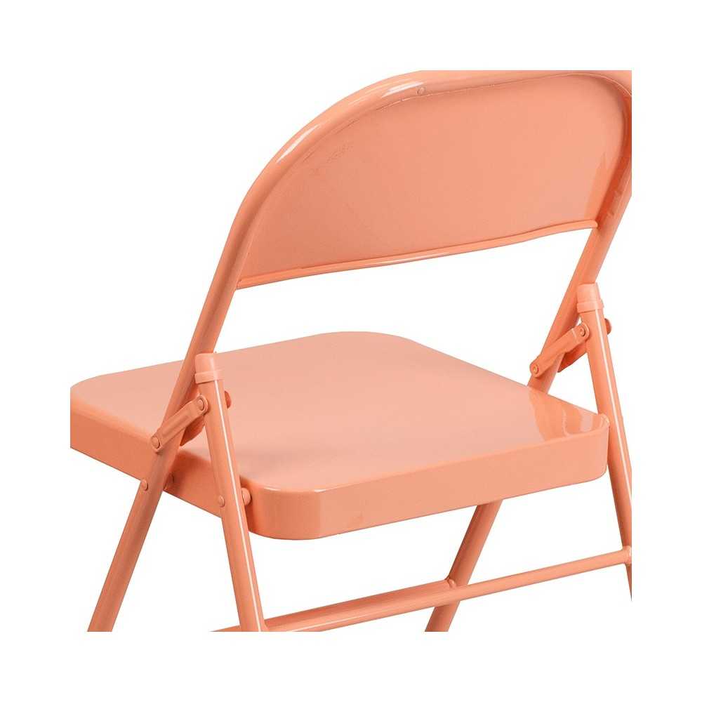Series Sedona Coral Triple Braced & Double Hinged Metal Folding Chair