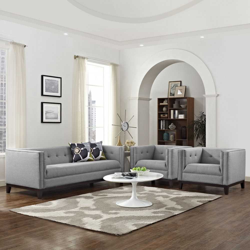 Serve Living Room Set Set of 3, Light Gray