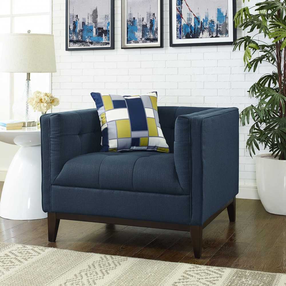 Serve Upholstered Fabric Armchair, Azure