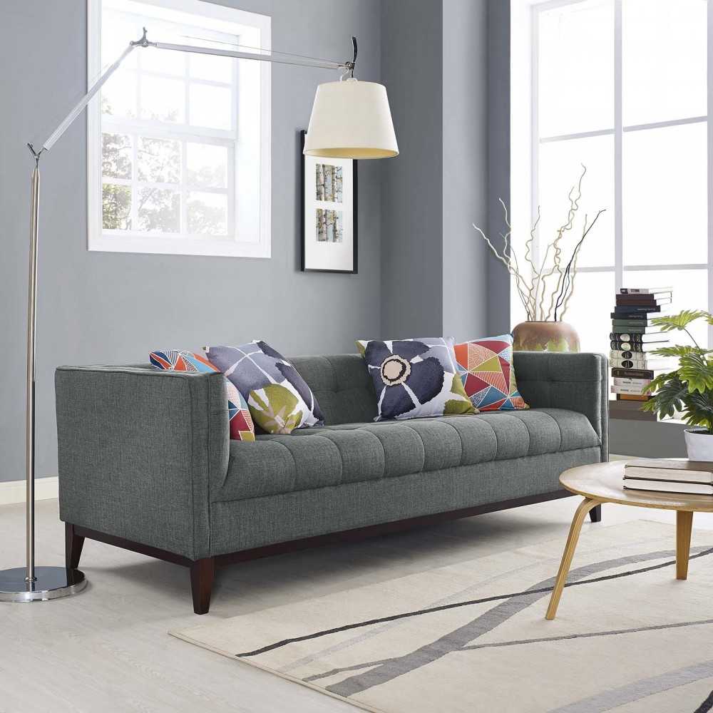 Serve Upholstered Fabric Sofa, Gray
