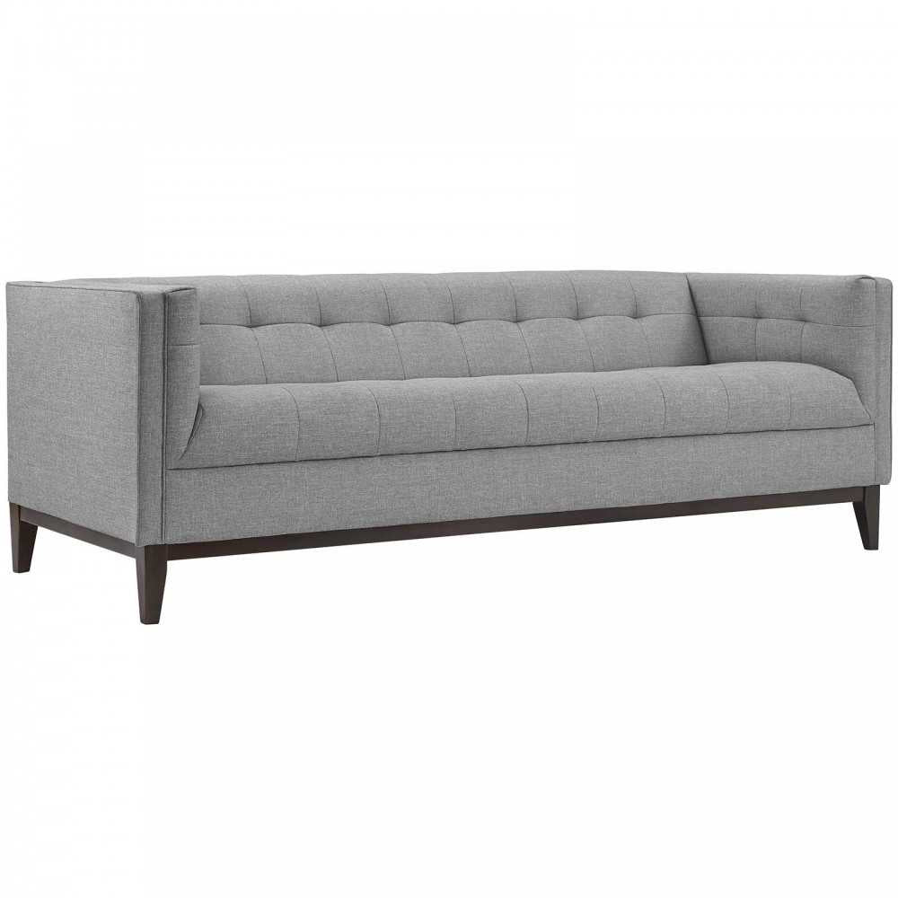 Serve Upholstered Fabric Sofa, Light Gray