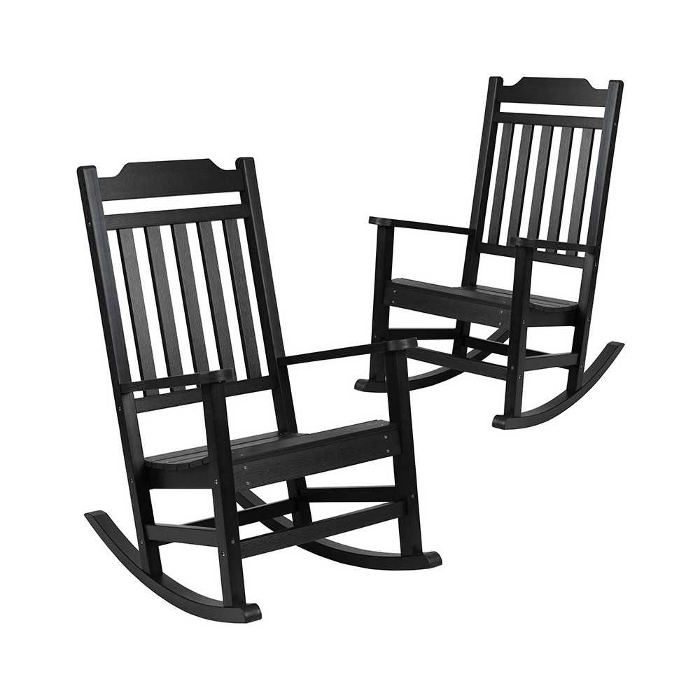 Set of 2 Winston All-Weather Rocking Chair in Black Faux Wood
