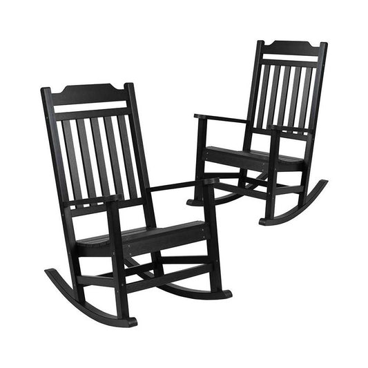 Set of 2 Winston All-Weather Rocking Chair in Black Faux Wood