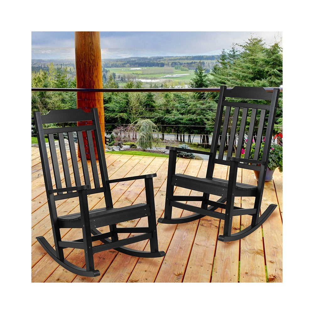 Set of 2 Winston All-Weather Rocking Chair in Black Faux Wood