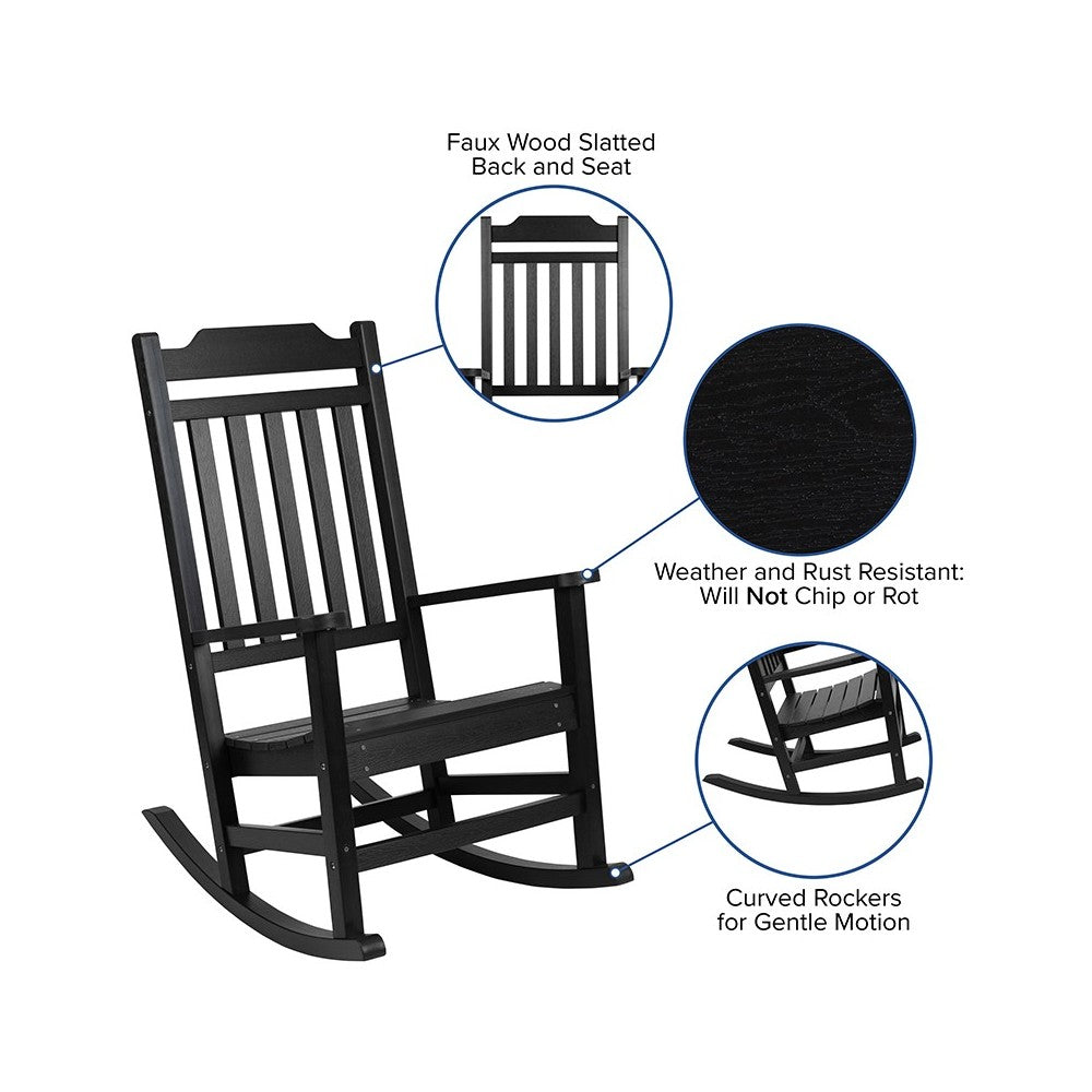 Set of 2 Winston All-Weather Rocking Chair in Black Faux Wood