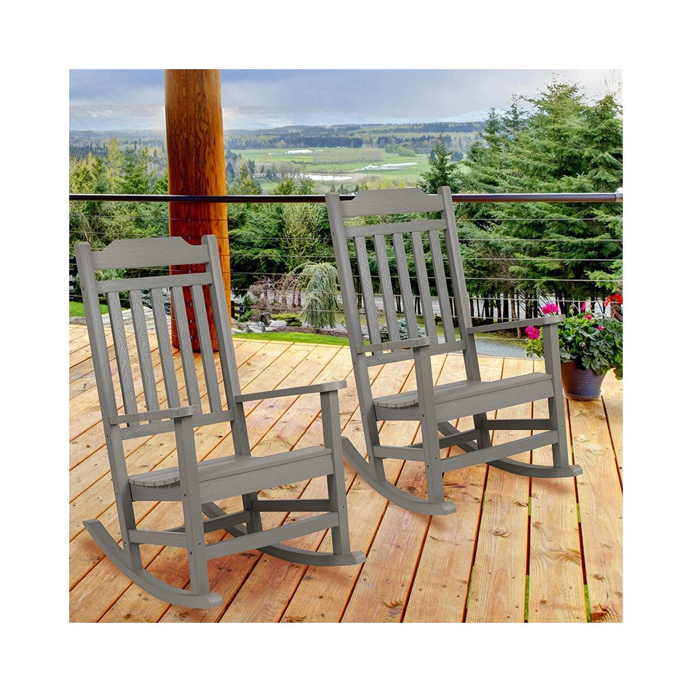 Set of 2 Winston All-Weather Rocking Chair in Gray Faux Wood