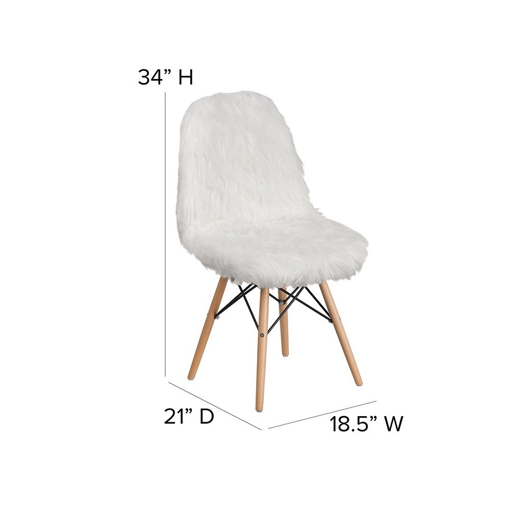 Shaggy Dog White Accent Chair
