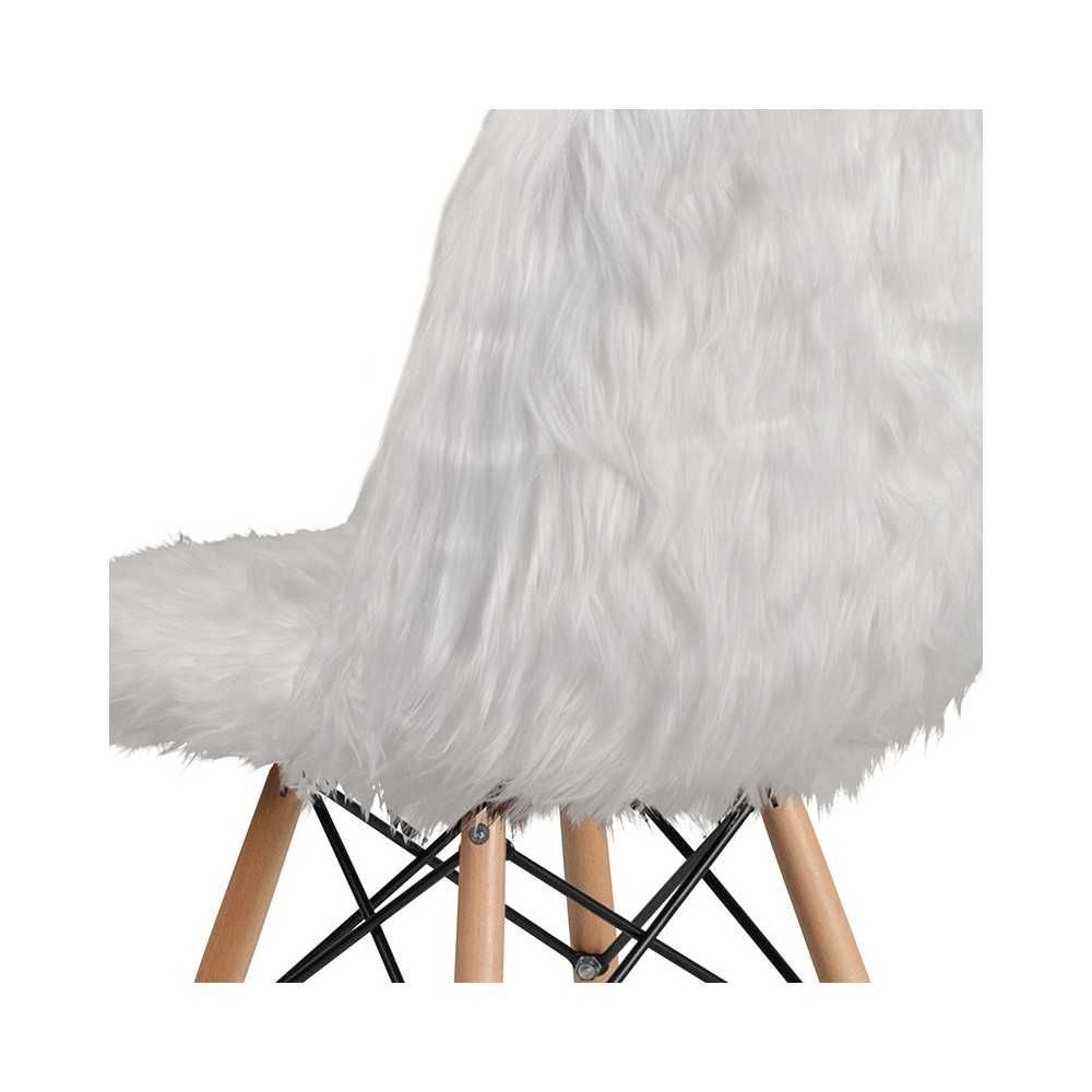 Shaggy Dog White Accent Chair