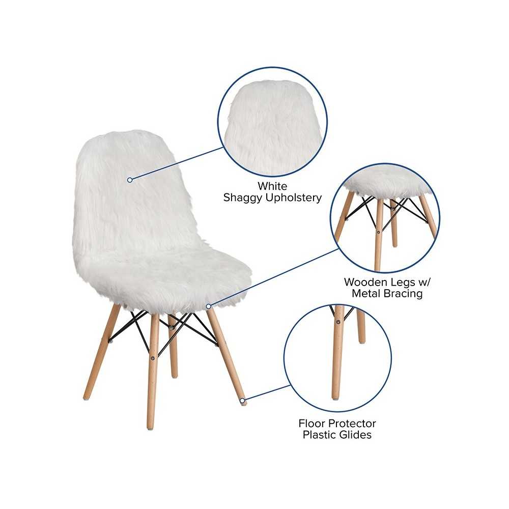 Shaggy Dog White Accent Chair