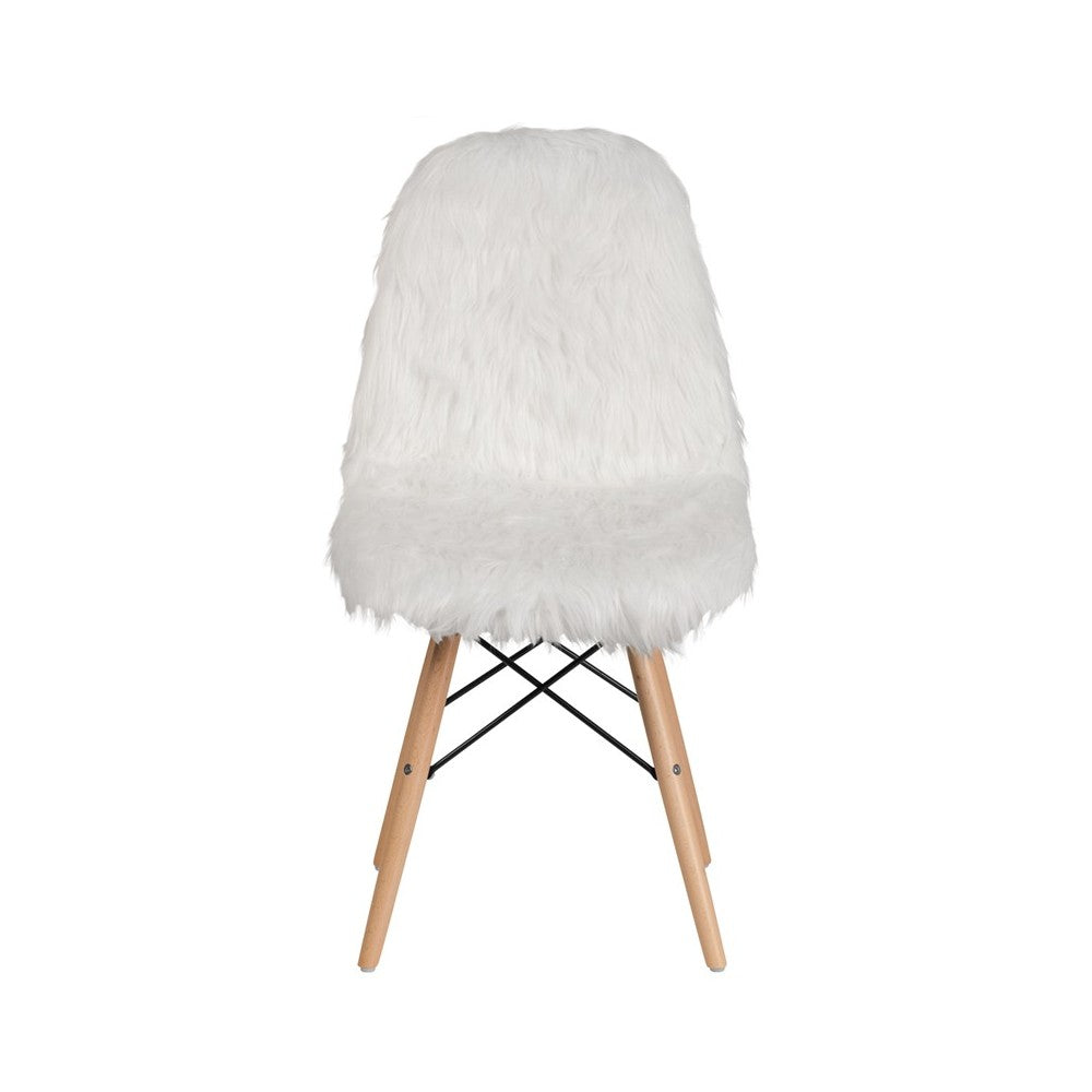 Shaggy Dog White Accent Chair