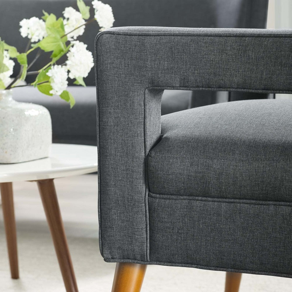 Sheer Upholstered Fabric Armchair, Gray