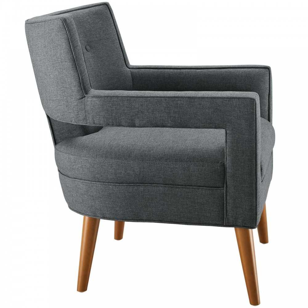 Sheer Upholstered Fabric Armchair, Gray