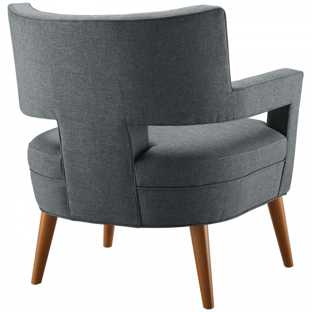 Sheer Upholstered Fabric Armchair, Gray