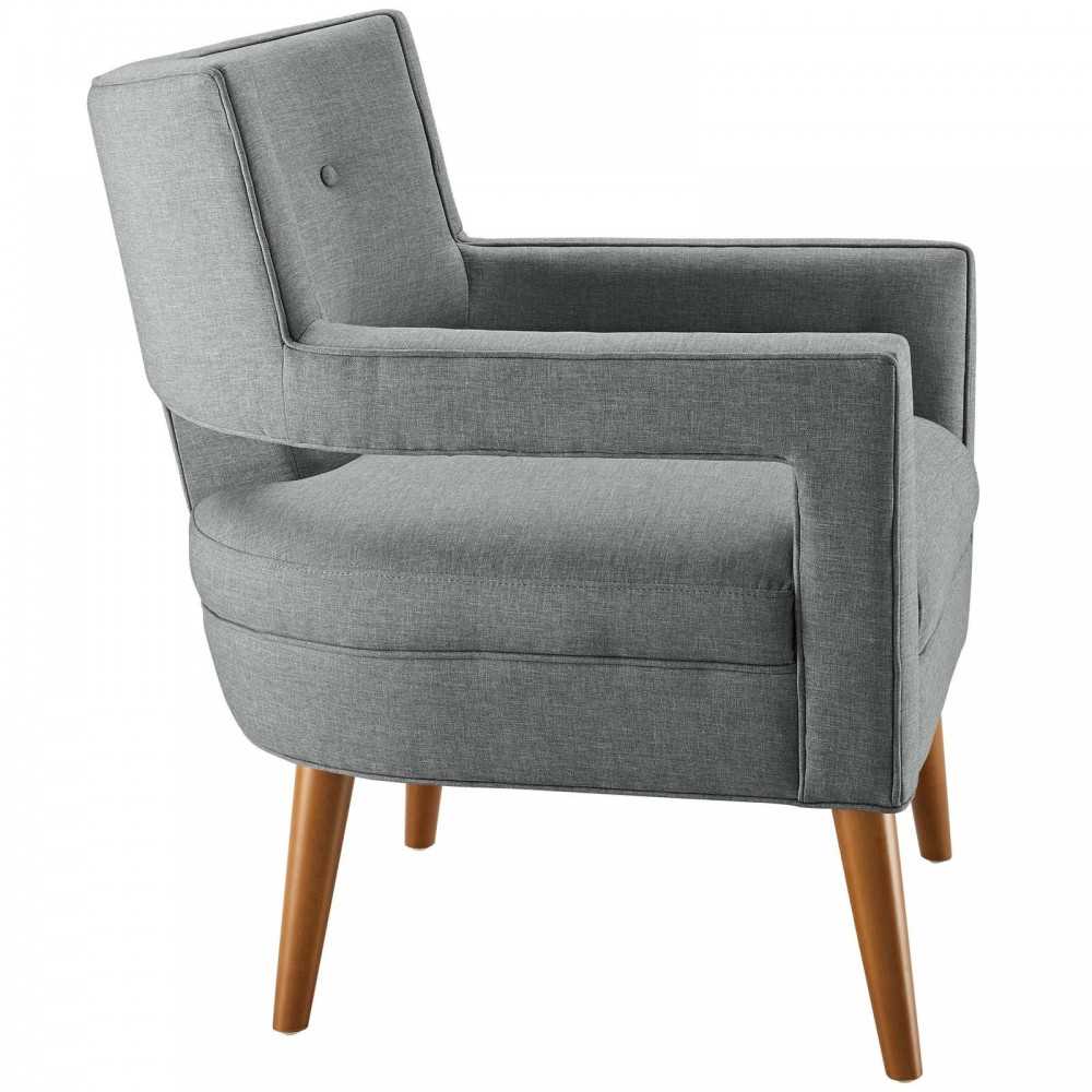 Sheer Upholstered Fabric Armchair, Light Gray