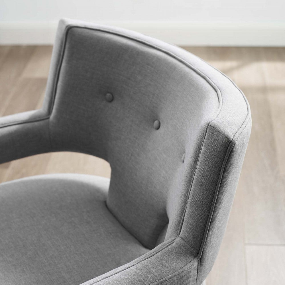 Sheer Upholstered Fabric Armchair, Light Gray