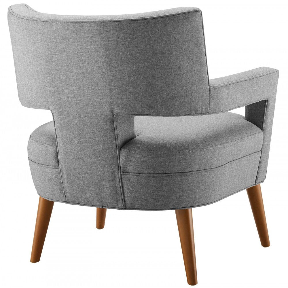 Sheer Upholstered Fabric Armchair, Light Gray