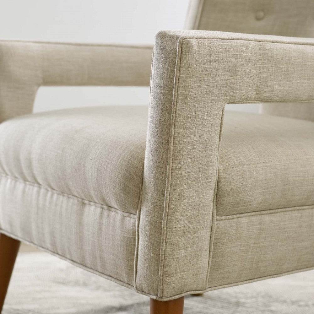 Sheer Upholstered Fabric Armchair, Sand