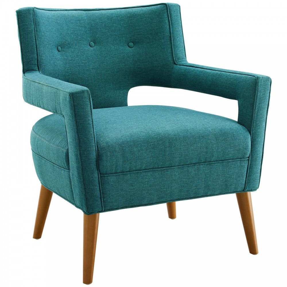 Sheer Upholstered Fabric Armchair, Teal