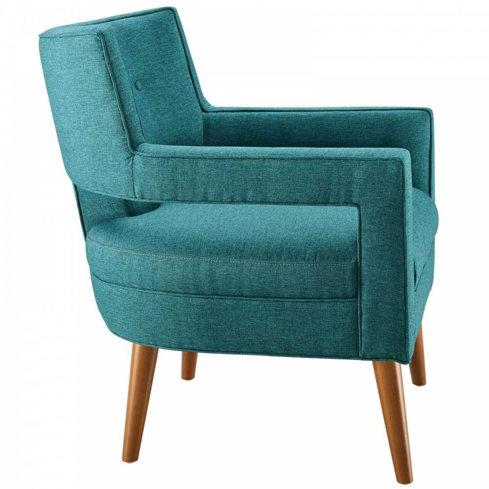 Sheer Upholstered Fabric Armchair, Teal