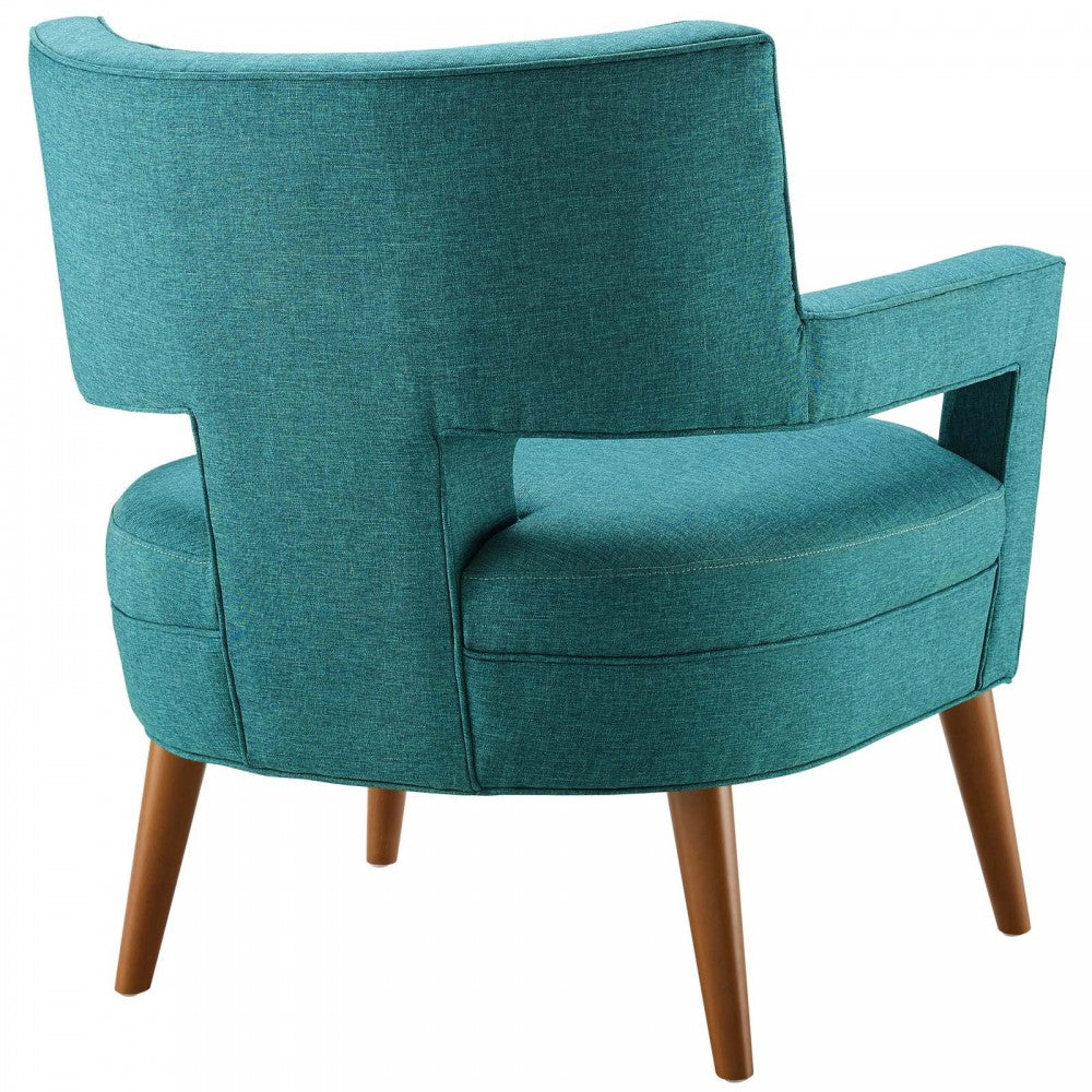 Sheer Upholstered Fabric Armchair, Teal