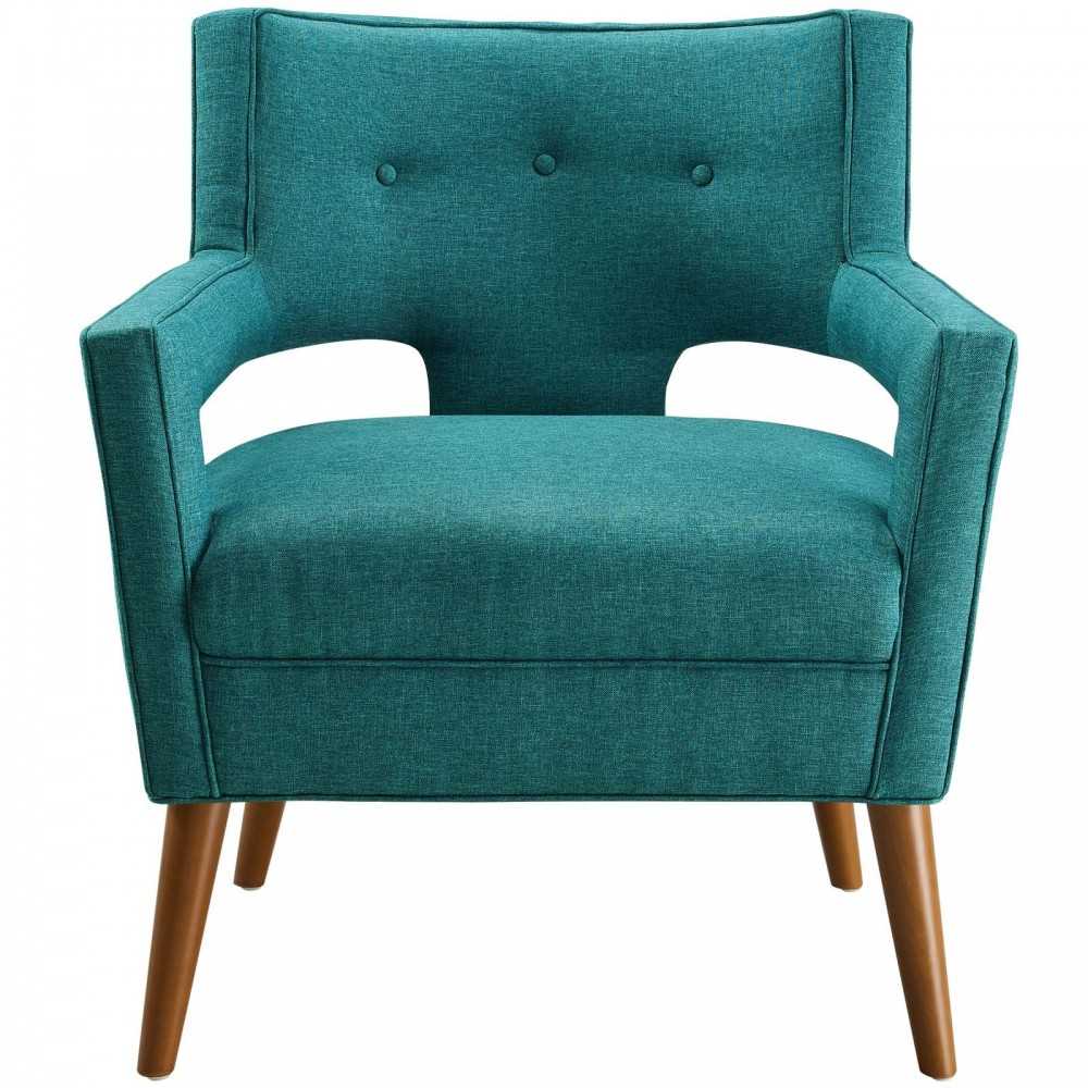 Sheer Upholstered Fabric Armchair, Teal