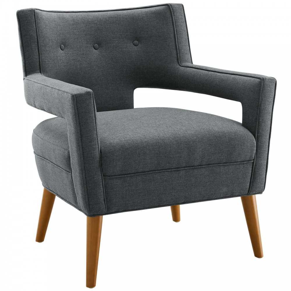 Sheer Upholstered Fabric Armchair Set of 2, Gray