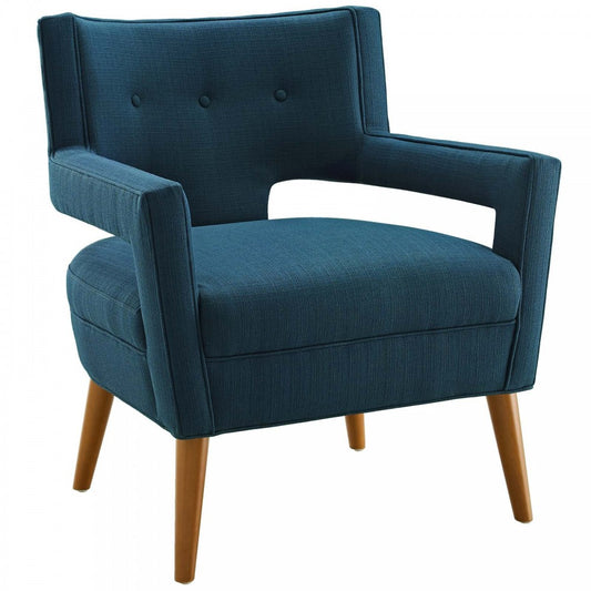 Sheer Upholstered Fabric Armchair, Azure