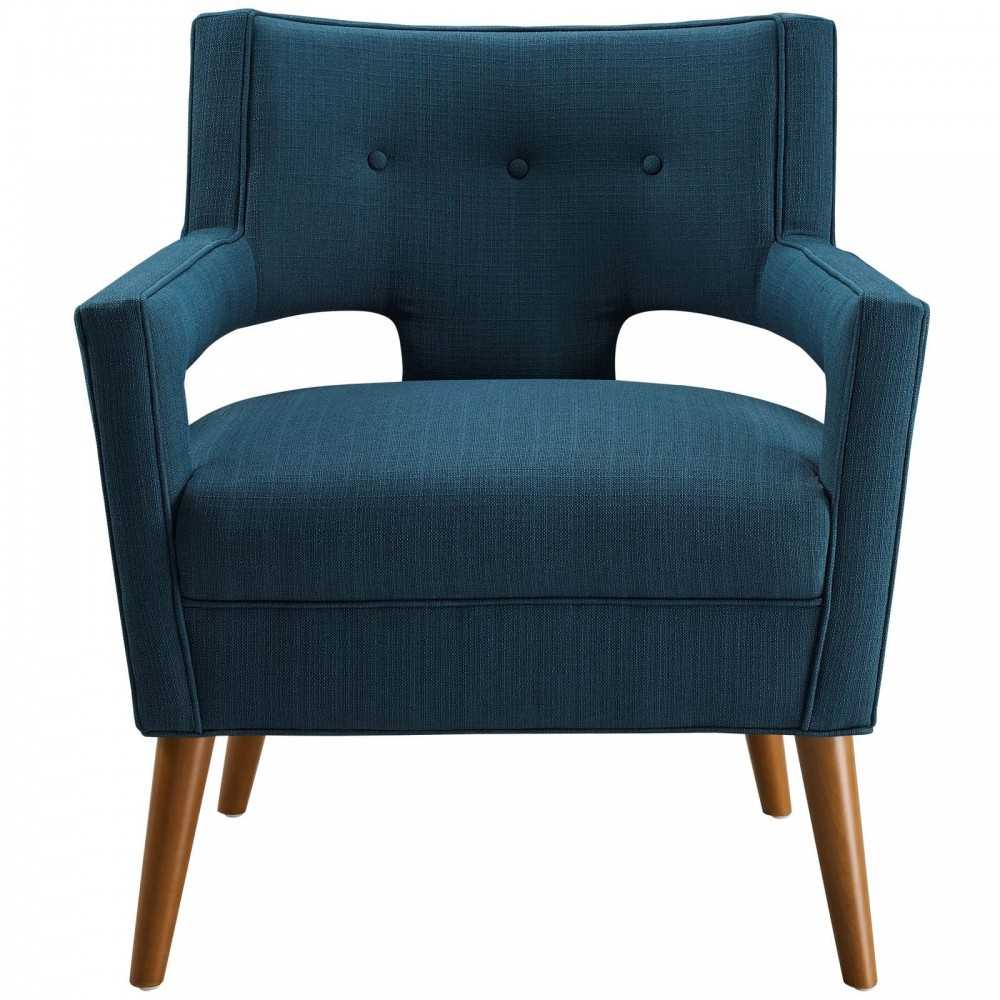 Sheer Upholstered Fabric Armchair, Azure