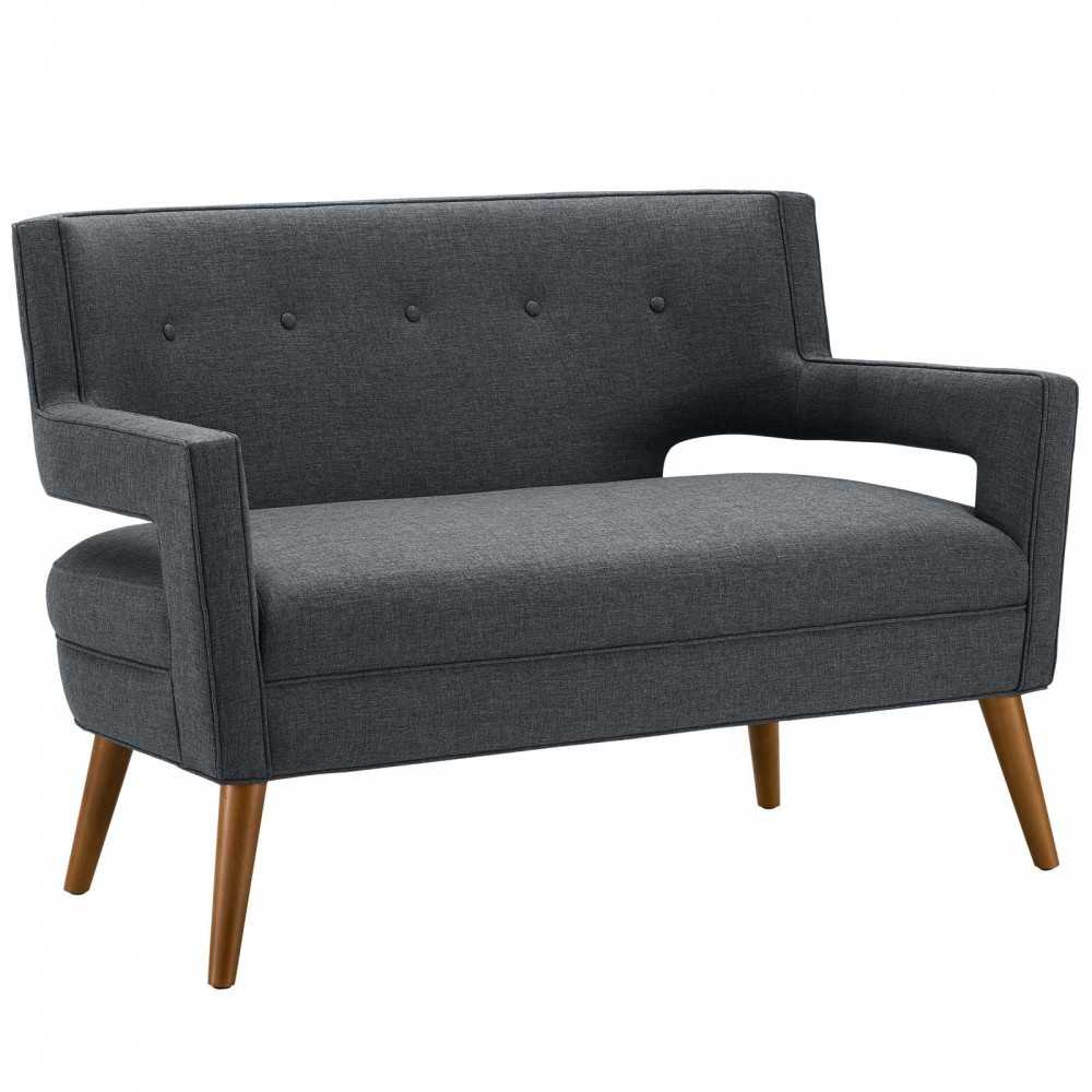 Sheer Upholstered Fabric Loveseat and Armchair Set, Gray