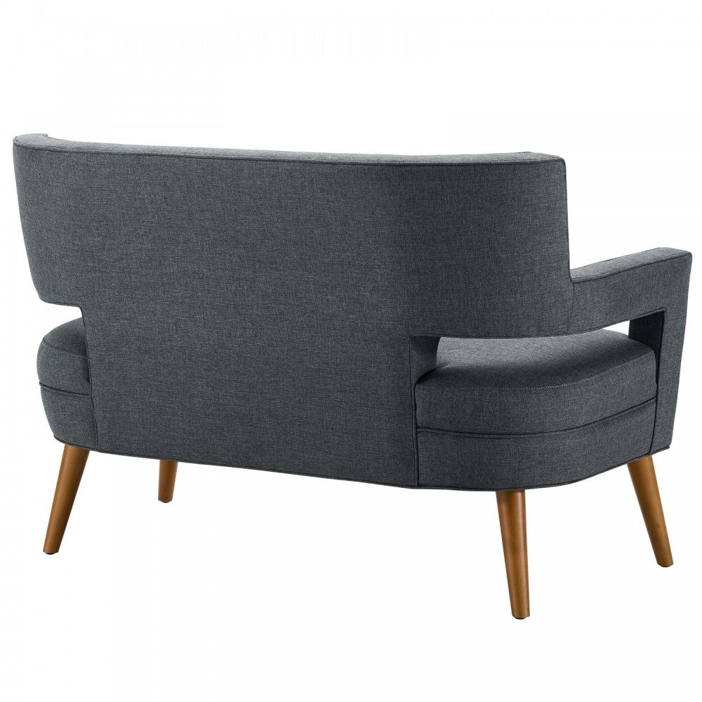 Sheer Upholstered Fabric Loveseat and Armchair Set, Gray