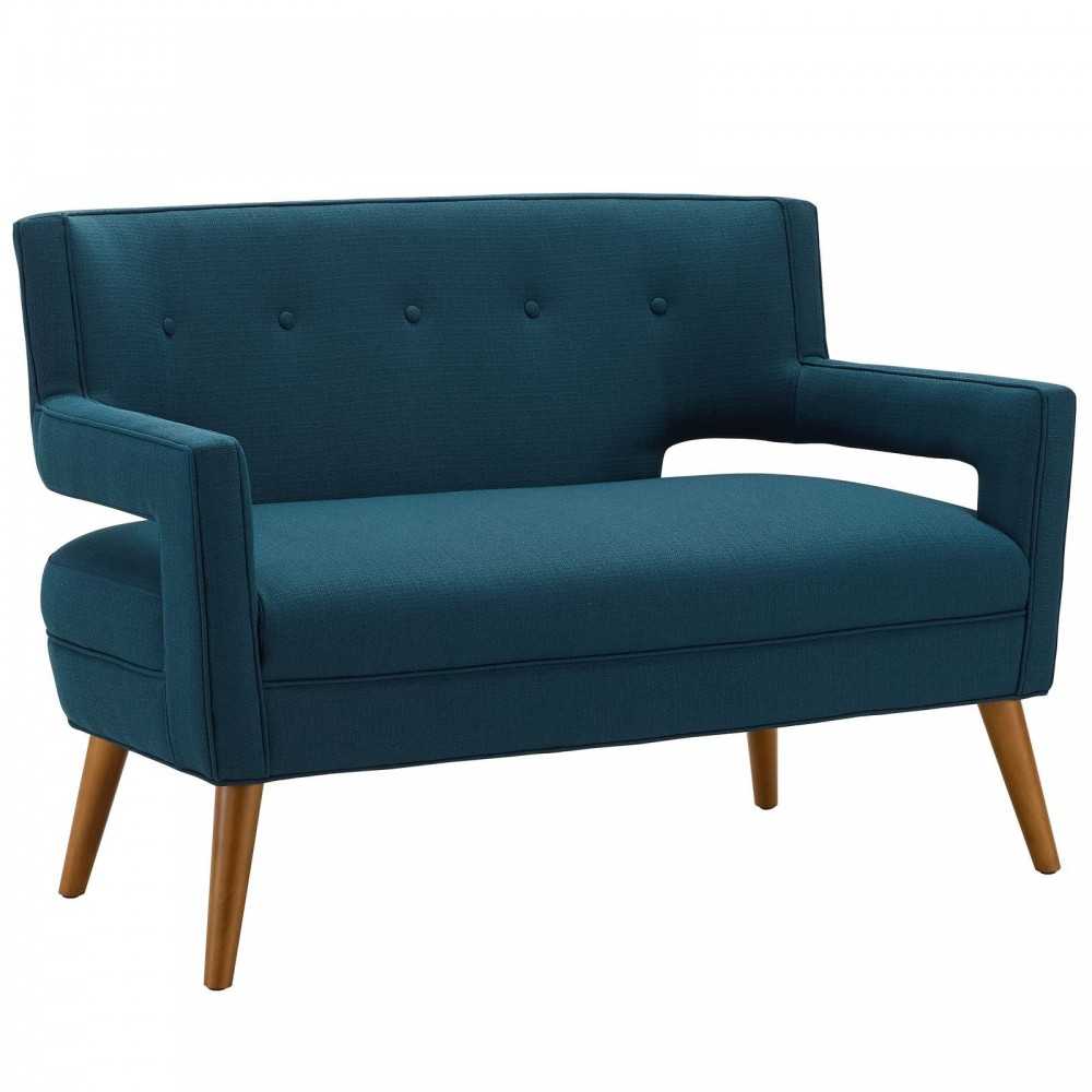 Sheer Upholstered Fabric Loveseat and Armchair Set, Azure