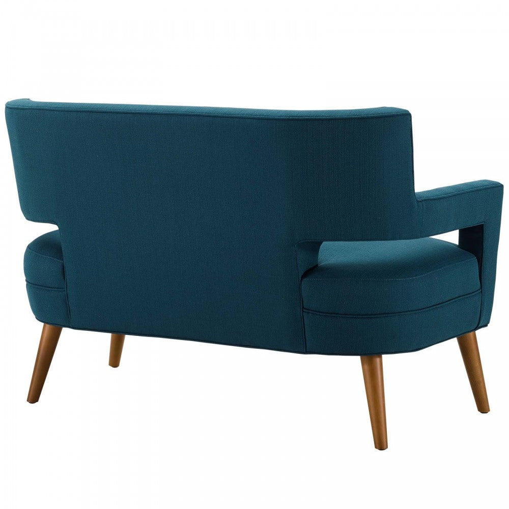 Sheer Upholstered Fabric Loveseat and Armchair Set, Azure