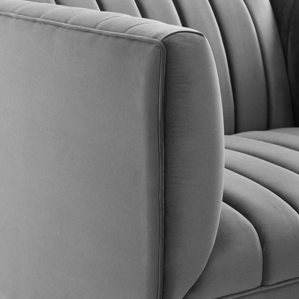 Shift Channel Tufted Performance Velvet Armchair, Gray