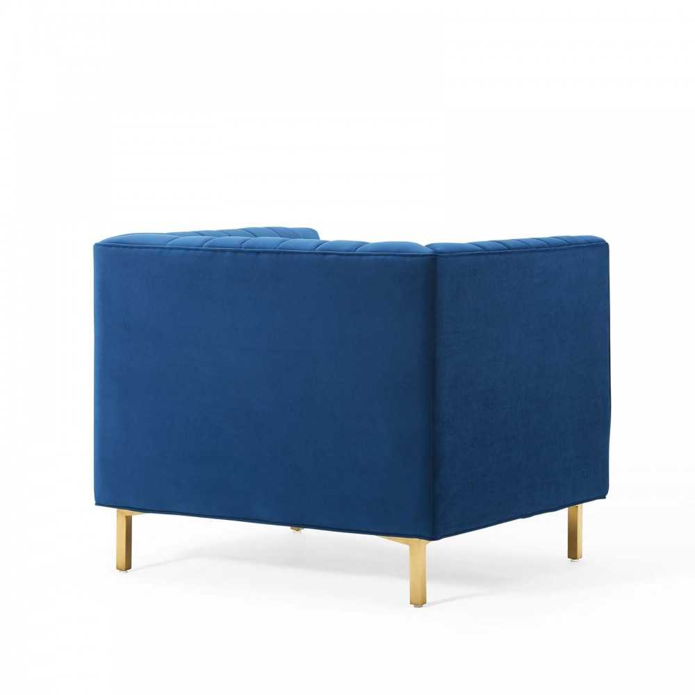 Shift Channel Tufted Performance Velvet Armchair, Navy