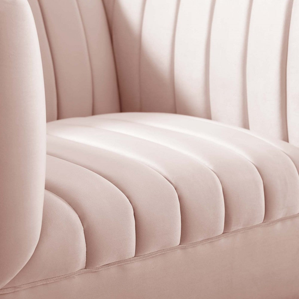 Shift Channel Tufted Performance Velvet Armchair, Pink