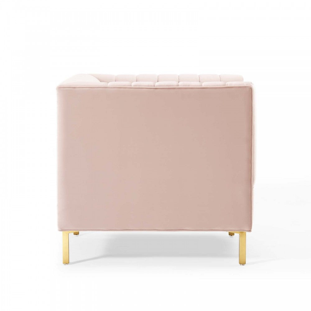 Shift Channel Tufted Performance Velvet Armchair, Pink