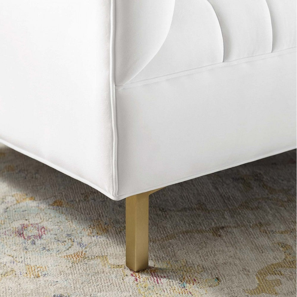 Shift Channel Tufted Performance Velvet Armchair, White