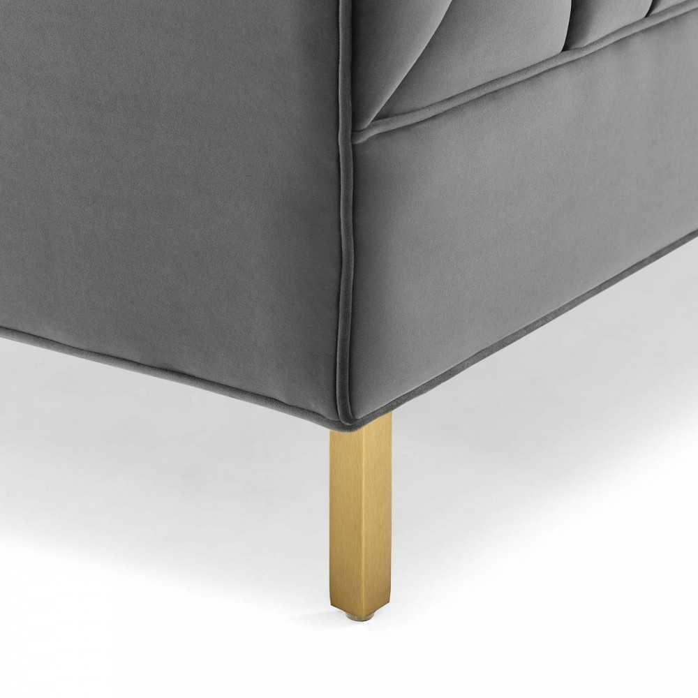 Shift Channel Tufted Performance Velvet Loveseat, Gray