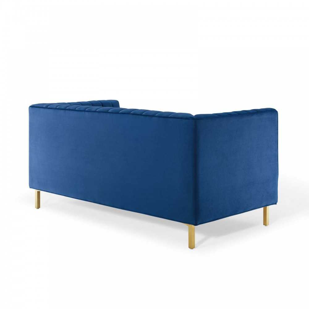 Shift Channel Tufted Performance Velvet Loveseat, Navy