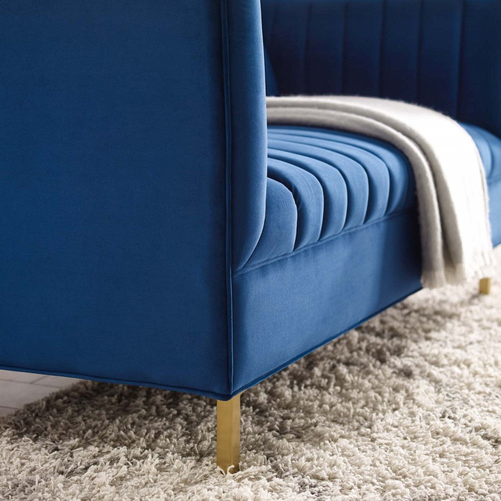 Shift Channel Tufted Performance Velvet Loveseat, Navy