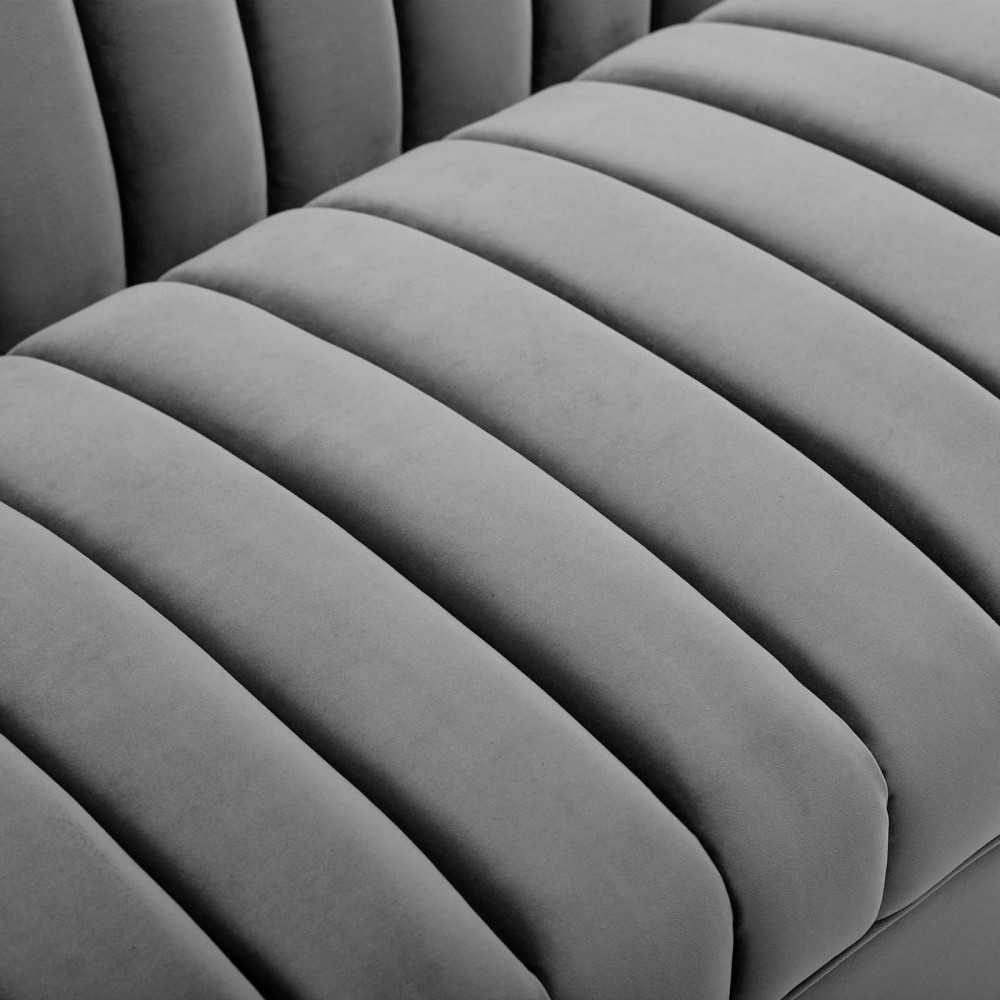 Shift Channel Tufted Performance Velvet Sofa, Gray