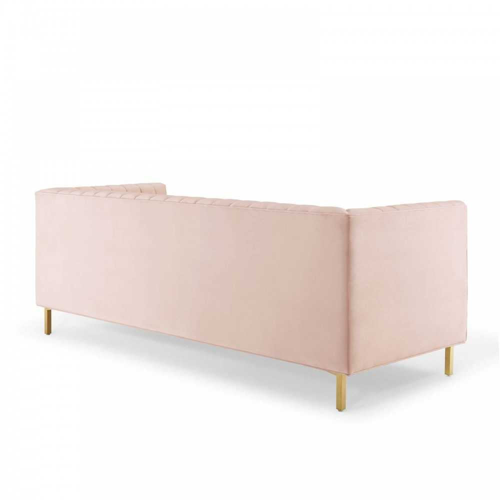 Shift Channel Tufted Performance Velvet Sofa, Pink