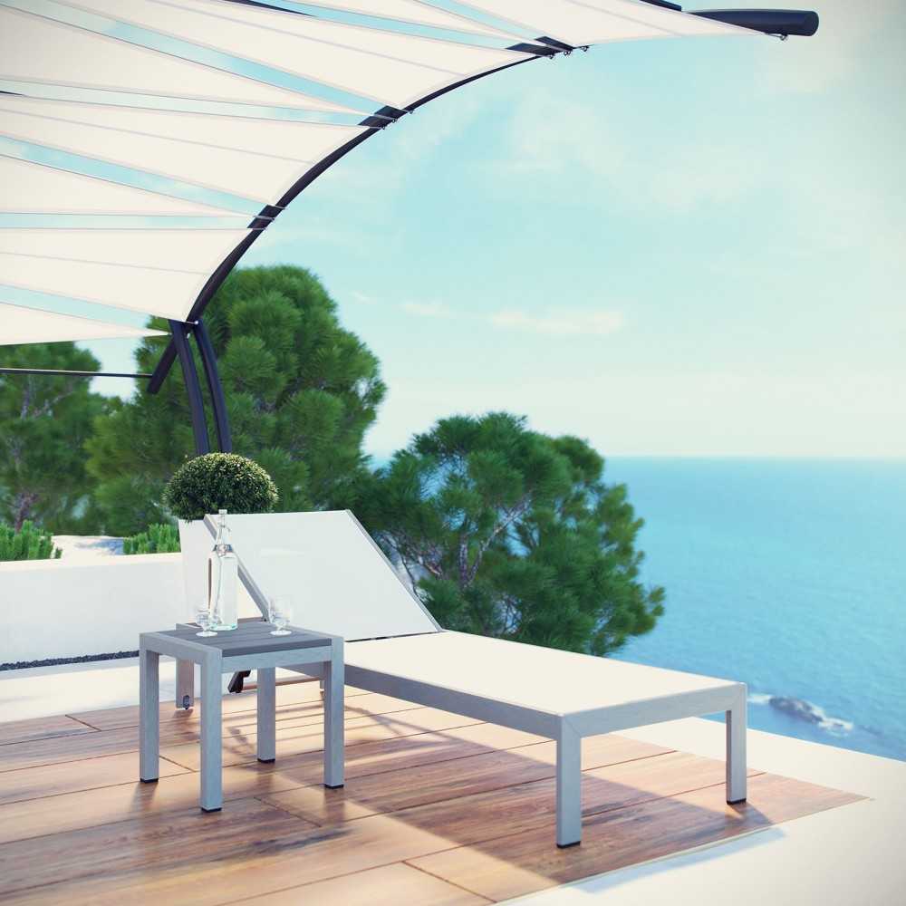 Shore 2 Piece Outdoor Patio Aluminum Set, Silver White
