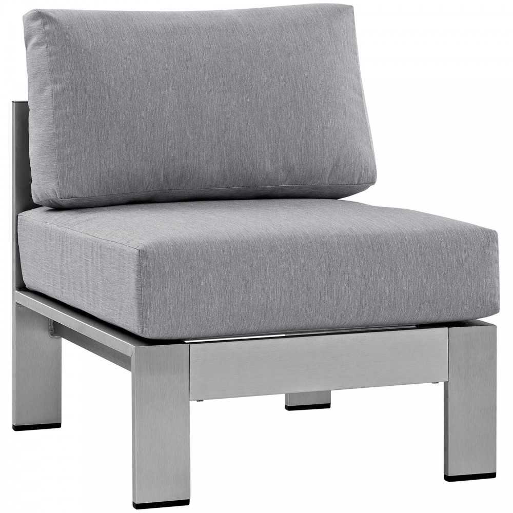 Shore 3 Piece Outdoor Patio Aluminum Sectional Sofa Set, Silver Gray