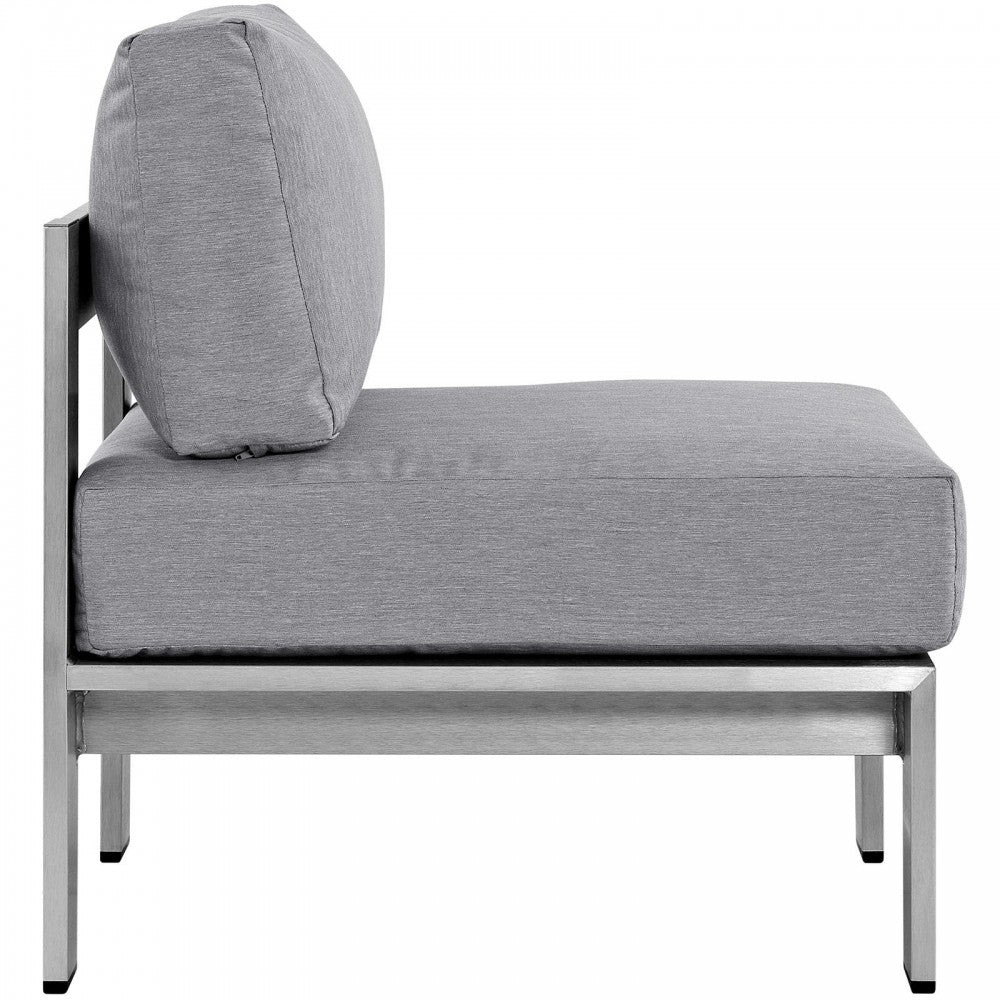 Shore 3 Piece Outdoor Patio Aluminum Sectional Sofa Set, Silver Gray