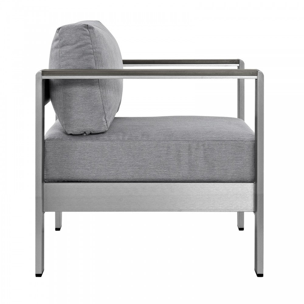Shore 3 Piece Outdoor Patio Aluminum Set, Silver Gray, EEI-2599-SLV-GRY
